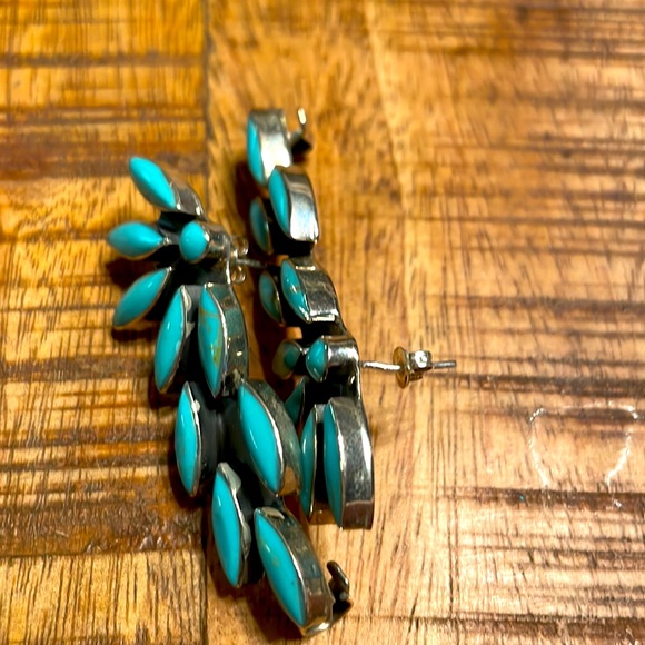 Turquoise and sterling silver climber earrings - Picture 2 of 6